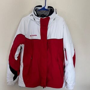 Columbia Red and White 2 in 1 Waterproof Coat